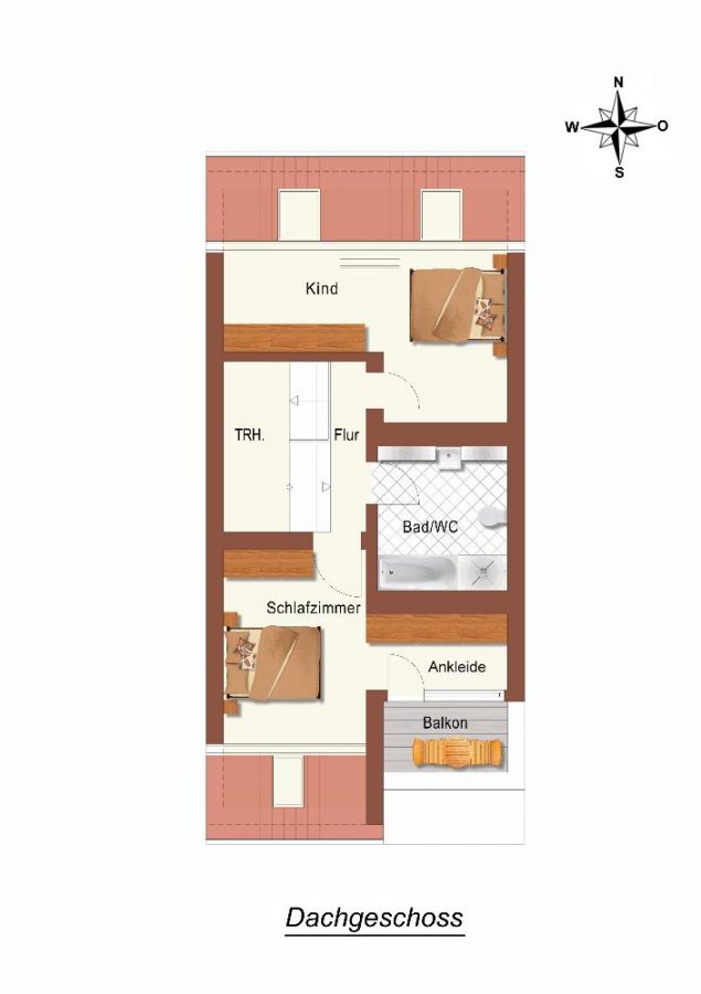 Grundrissplan DG-technisch bearbeitet - KOMFORTABLES REIHENHAUS MIT XXL-GARAGE