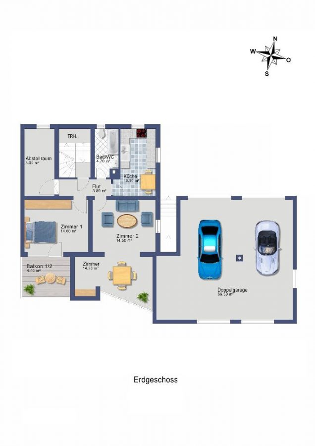 Grundrissplan EG-technisch bearbeitet - WOHNEN & INVESTIEREN AM NATURPARK SCHÖNBUCH-3-FAMILIENHAUS MIT ANBAU 1-FAMILIENHAUS