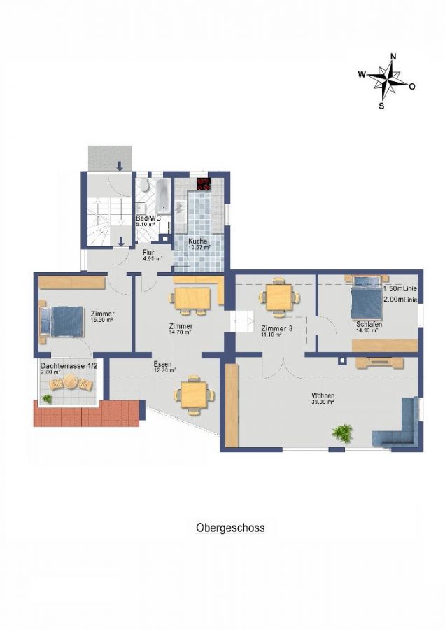 Grundrisplan OG-technisch bearbeitet - WOHNEN & INVESTIEREN AM NATURPARK SCHÖNBUCH-3-FAMILIENHAUS MIT ANBAU 1-FAMILIENHAUS